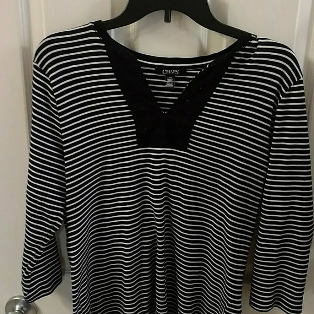Women's Chap's Size L Black & White striped top